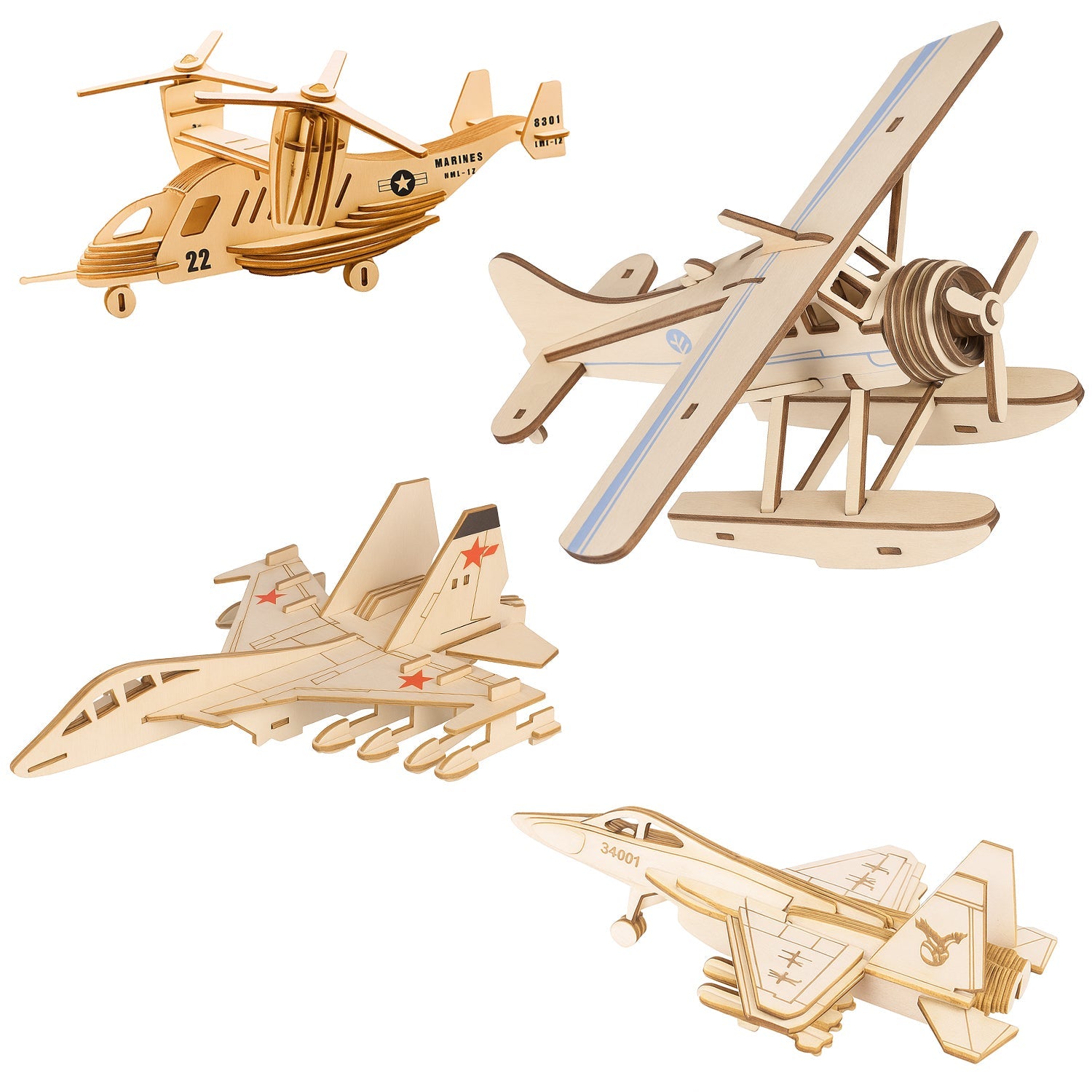 3D Wooden Aircraft Puzzle DIY Assembly Kit (Mix Design – 1 Set) 3D Wooden Aircraft Puzzle DIY Assembly Kit (Mix Design – 1 Set)